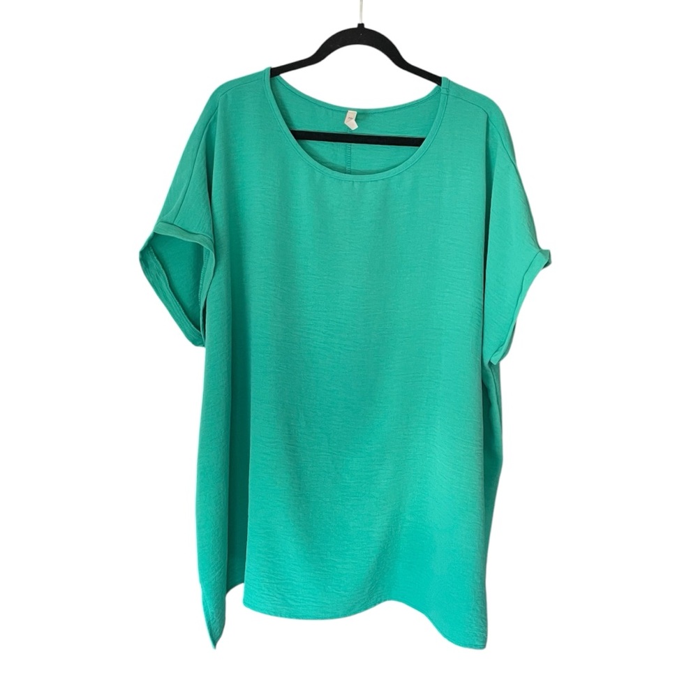 Women's Green Dolman Cap Sleeve Top 3X
